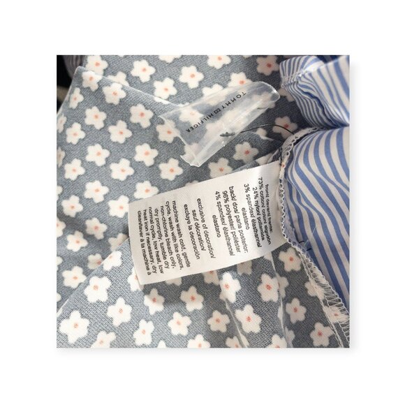 Tommy Hilfiger Striped and  Floral Print Collared T-Shirt Dress L Modern Casual - Picture 8 of 9